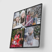クリスマス家族の写真コラージュを作成する スクエア壁時計 (傾斜)
