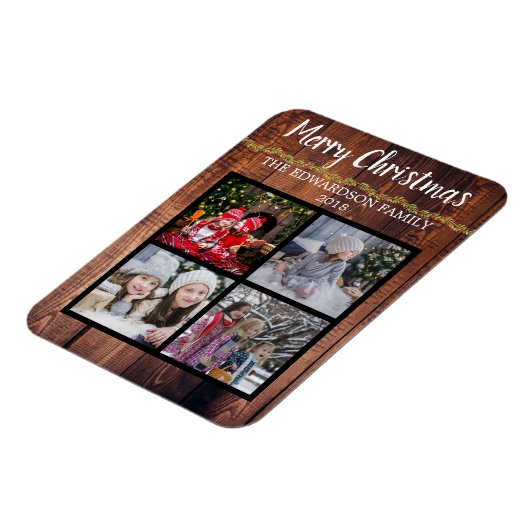 クリスマス家族の写真コラージュを作成する マグネット (左側)