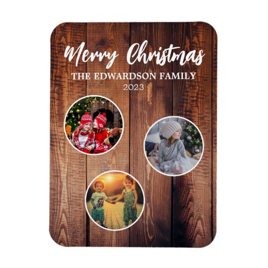クリスマス家族の写真コラージュを作成する マグネット (縦)