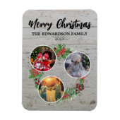 クリスマス家族の写真コラージュを作成する マグネット (縦)