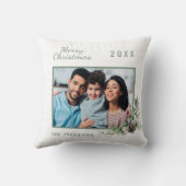 クリスマス家族の写真ホワイトコーンパインの名前 クッション (裏面)