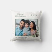 クリスマス家族の写真ホワイトコーンパインの名前 クッション (正面)