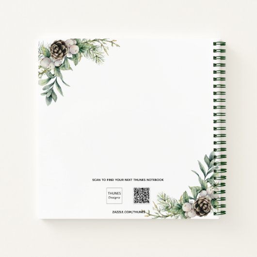 クリスマス家族の写真ホワイトコーンパインの名前 ノートブック (裏面)