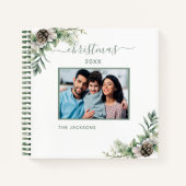 クリスマス家族の写真ホワイトコーンパインの名前 ノートブック (正面)