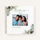 クリスマス家族の写真ホワイトコーンパインの名前 ノートブック (正面)