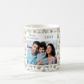 クリスマス家族の写真ヴィンテージパターン コーヒーマグカップ (中央)