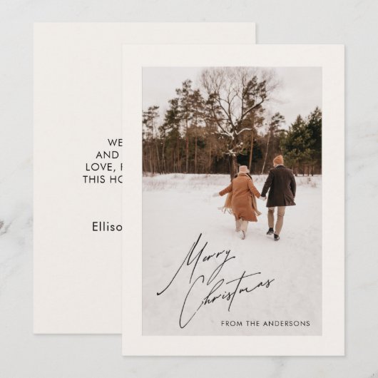 クリスマス家族の写真年賀状 招待状 (正面/裏面)