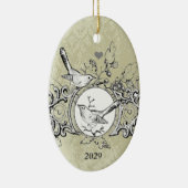 クリスマス家族の写真（日付あり） セラミックオーナメント (右)