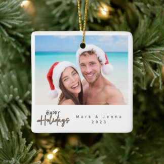 クリスマス家族の友シンプル達のモダン木 セラミックオーナメント