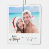 クリスマス家族の友シンプル達のモダン木 セラミックオーナメント (左)