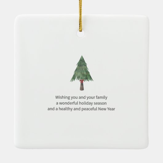 クリスマス家族の友シンプル達のモダン木 セラミックオーナメント (裏面)