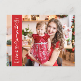 クリスマス家族の赤い2枚の写真 シーズンポストカード