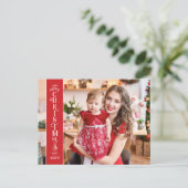 クリスマス家族の赤い2枚の写真 シーズンポストカード (スタンド正面)