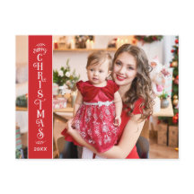 クリスマス家族の赤い2枚の写真