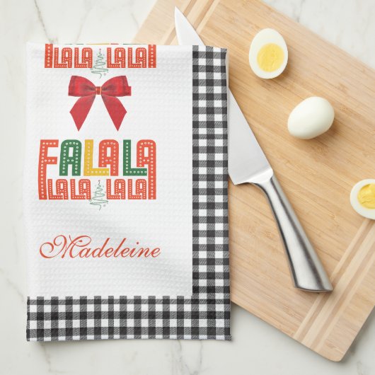 クリスマス家族カラオケ会 キャロル合唱団 キッチンタオル (四つ折り)