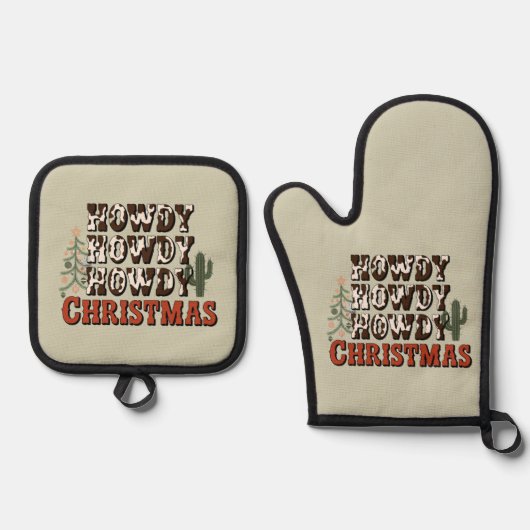 クリスマス家族パーティーギフト　ホリデーシーズンだ！ 鍋つかみ&鍋敷きセット (正面)