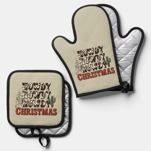 クリスマス家族パーティーギフト　ホリデーシーズンだ！ 鍋つかみ&鍋敷きセット (正面/裏面)