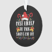 クリスマス家族会でサンタの耳元で長話をしそう オーナメント (正面)