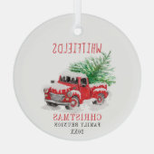 クリスマス家族再会カスタムホリデー ガラスオーナメント (裏面)