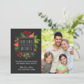 クリスマス家族写真のホリデーウィッシュとメッセージ シーズンカード (スタンド正面)