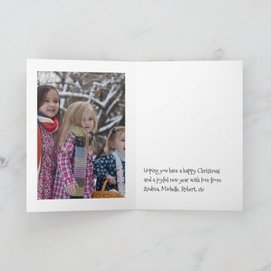 クリスマス家族写真のホリデーカード シーズンカード (内部)