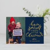 クリスマス家族写真を飾ろう 箔シーズンカード (立ち正面)