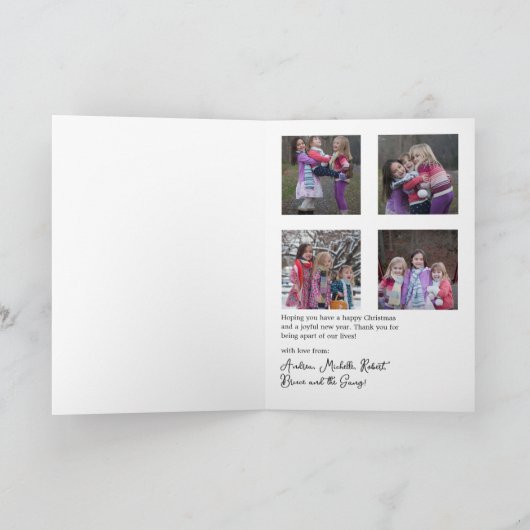 クリスマス家族写真コラージュ ホリデーカード (内部)