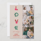 クリスマス家族写真コラージュ | 愛 平和 喜び シーズンカード (正面)