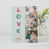 クリスマス家族写真コラージュ | 愛 平和 喜び シーズンカード (スタンド正面)