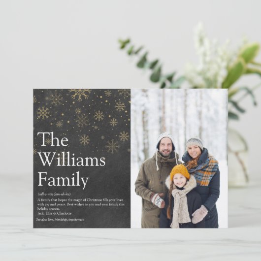 クリスマス家族写真チョークボード シーズンカード (スタンド正面)