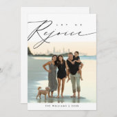 クリスマス家族写真レイオーバーで喜びを分かち合おう シーズンカード (正面/裏面)