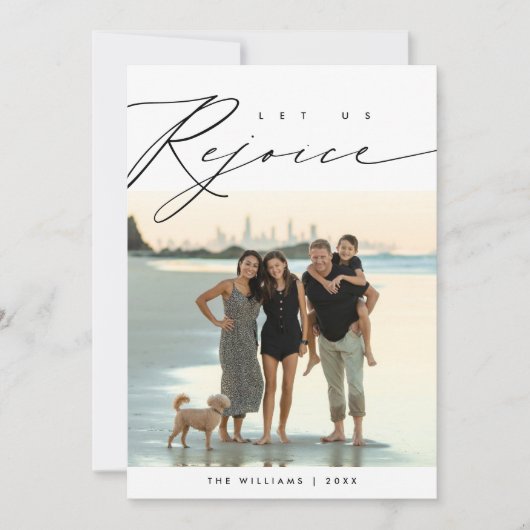 クリスマス家族写真レイオーバー、喜びに満ちた シーズンカード (正面)