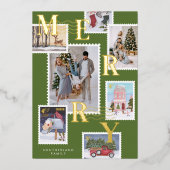 クリスマス家族写真切手セット 箔シーズンカード (正面)