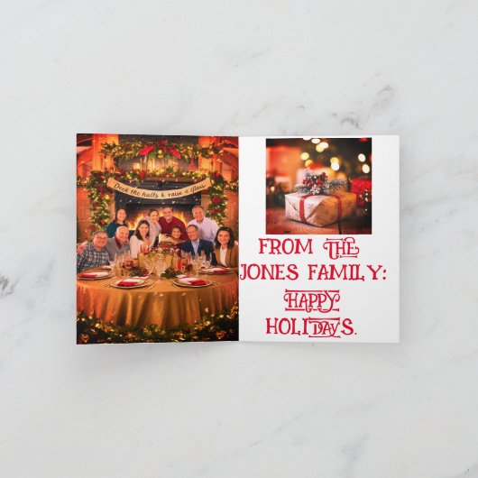 クリスマス家族写真折りたたみホリデーカード シーズンカード (内部)