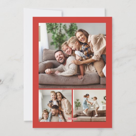 クリスマス家族写真4枚 コラージュ 赤いアーチ シーズンカード (裏面)