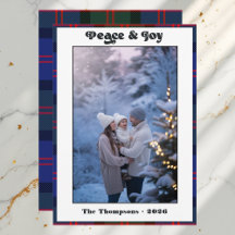 クリスマス家族写真　平和と喜びのギンガムとチェック柄