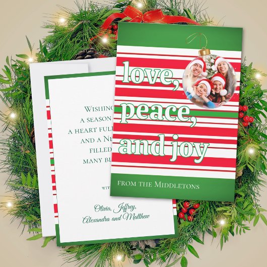 クリスマス家族写真　愛　平和　喜び　ホリデーカード シーズンカード