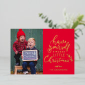 クリスマス家族写真 箔シーズンカード (立ち正面)