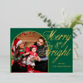 クリスマス家族写真 箔シーズンカード (立ち正面)