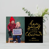 クリスマス家族写真 箔シーズンカード (立ち正面)