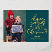 クリスマス家族写真 箔シーズンカード (正面)