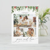 クリスマス家族3人コラージュ フォトフレーム ホリデーカード 招待状 (スタンド正面)