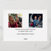 クリスマス家族3人 フォト 葉のアート 箔シーズンカード (裏面)