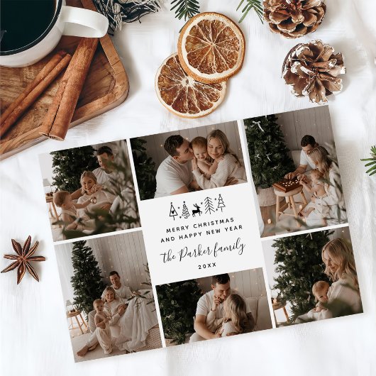 クリスマス家族6枚写真コラージュ シーズンカード
