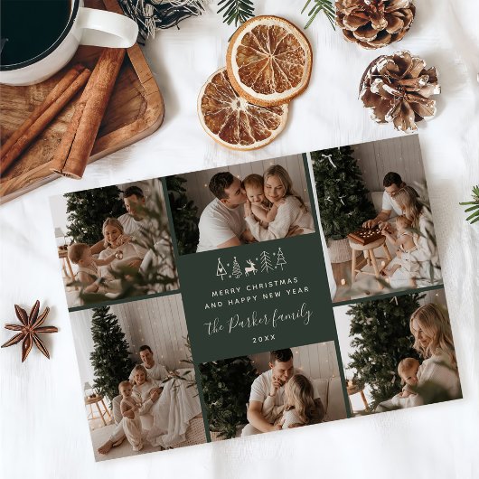 クリスマス家族6枚写真コラージュ シーズンカード