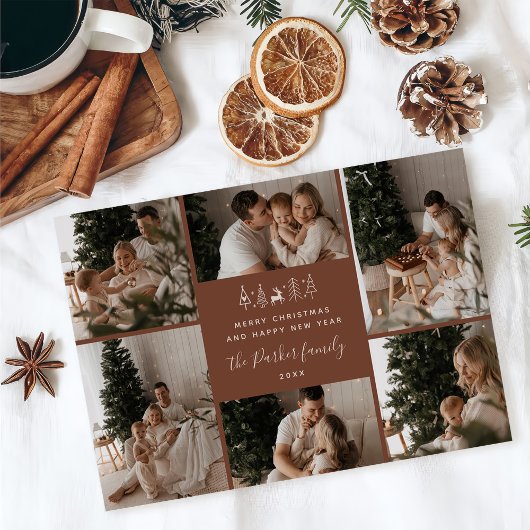 クリスマス家族6枚写真コラージュ シーズンカード