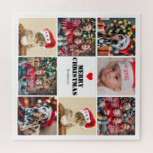 クリスマス家族8枚写真コラージュ ジグソーパズル (横)