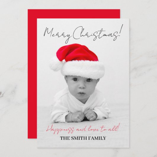 クリスマス家族、赤ちゃんサンタクロース ホリデーカード (正面/裏面)