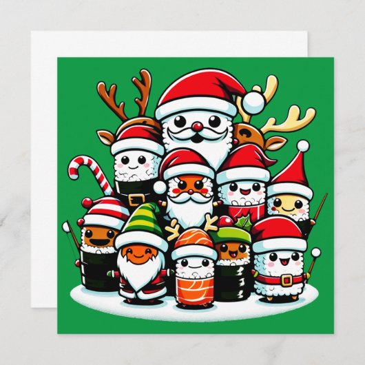 クリスマス寿司フェスティバルお祝い 招待状 (正面/裏面)