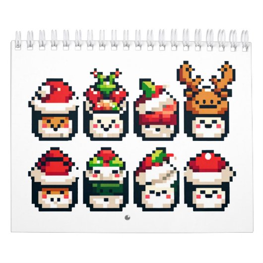 クリスマス寿司顔 – かわいいピクセルアートホリデー カレンダー (カバー)